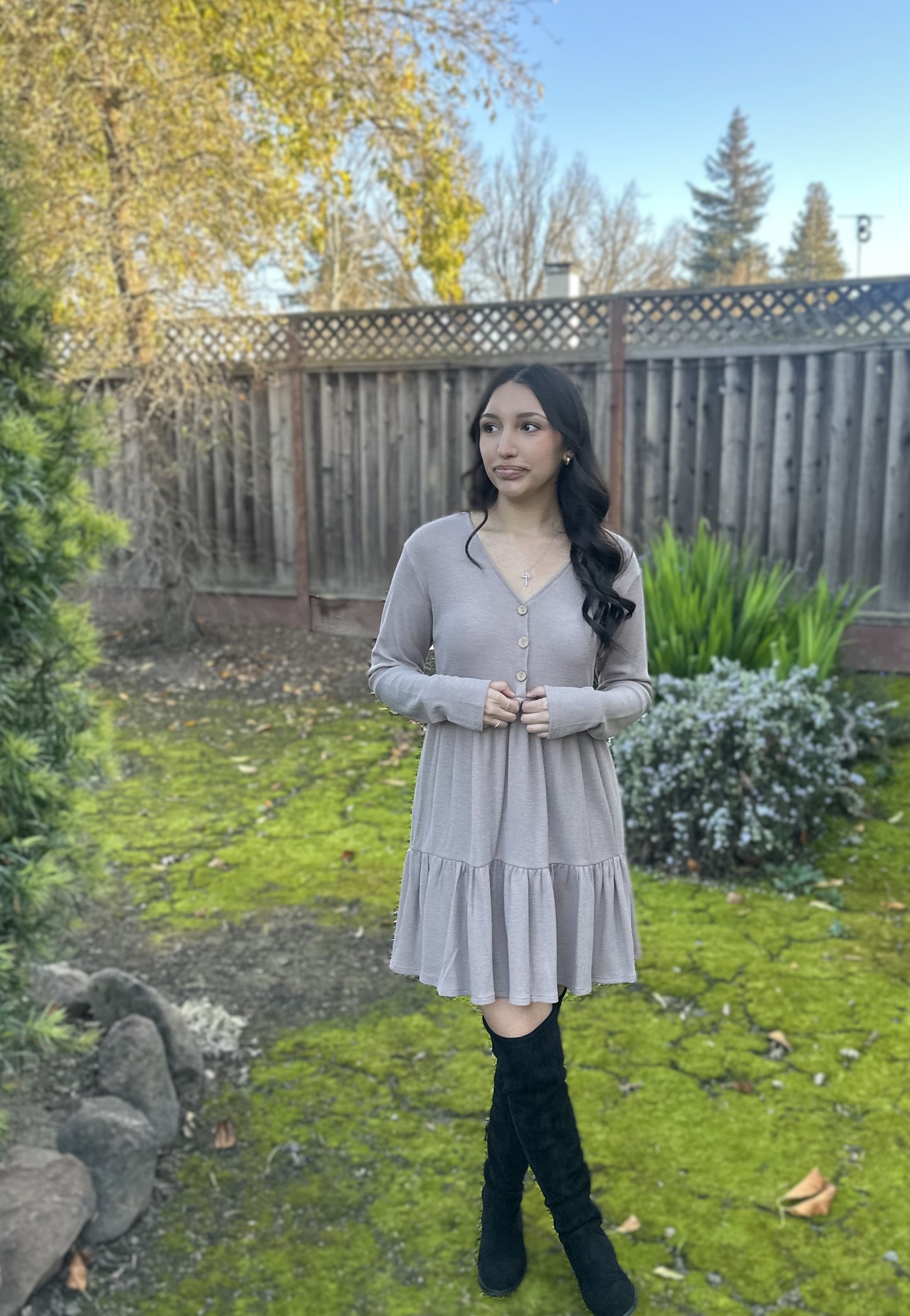 Taupe Babydoll Dress